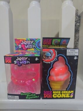 Needoh Jelly Squish & Nice Cream Cone Kids Toy Set - Pink/Orange